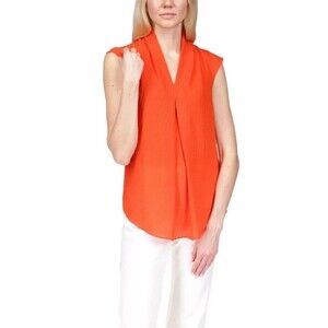 MICHAEL MICHAEL KORS Women's Curved Cap Sleeve Top beaded Orange Size M NWT